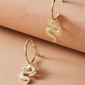 🐉 Awesome Metallic Chinese Dragon Hoop Earrings 🐉
